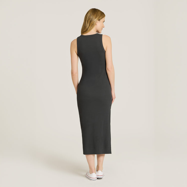 Women wearing Dark Gray Rib Tank Dress