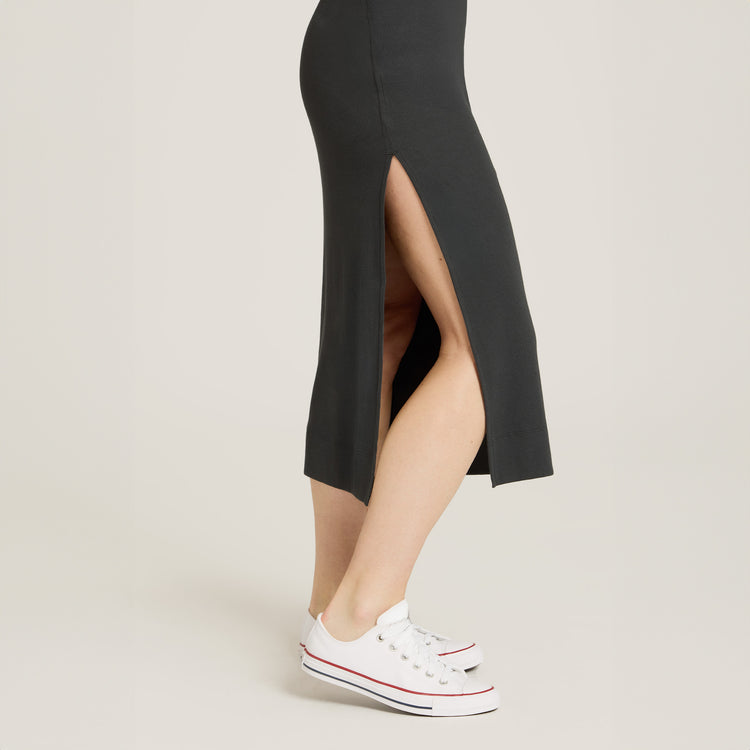 Women wearing Dark Gray Rib Tank Dress