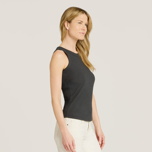 Rib Tank Dark Gray Tank tees