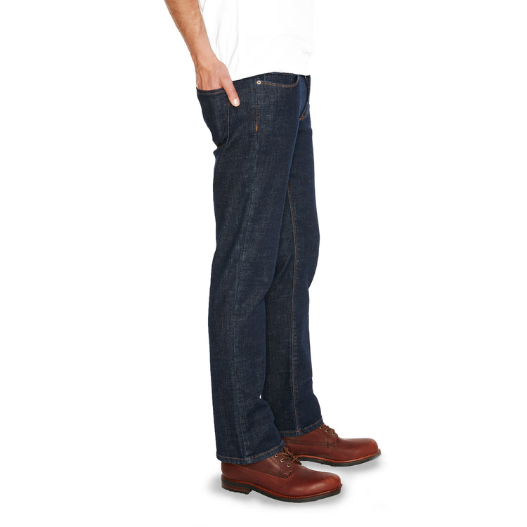 Men wearing Bleu Foncé Straight Wooster Jeans