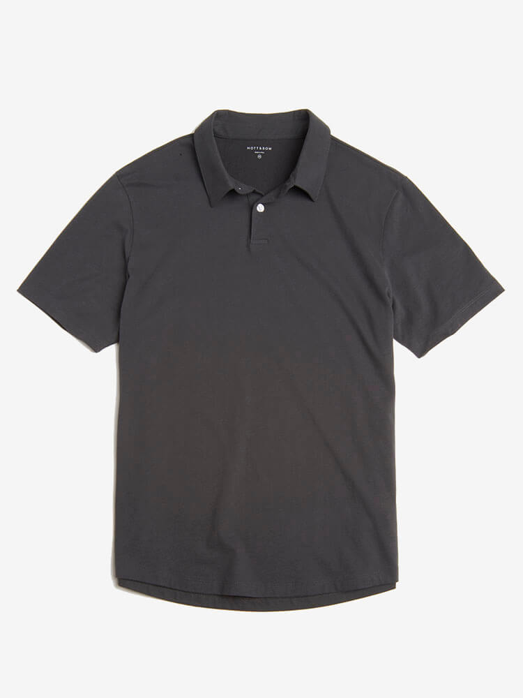Men wearing Black Jersey Sueded Polo tees
