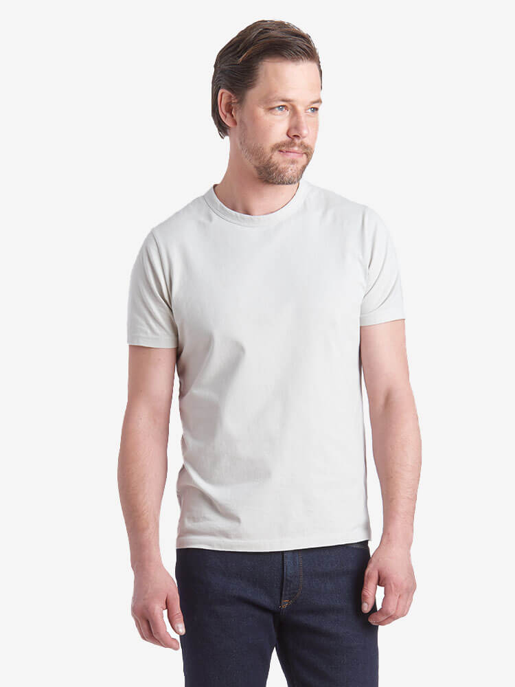 Men wearing White Classic Crew Driggs Tee tees