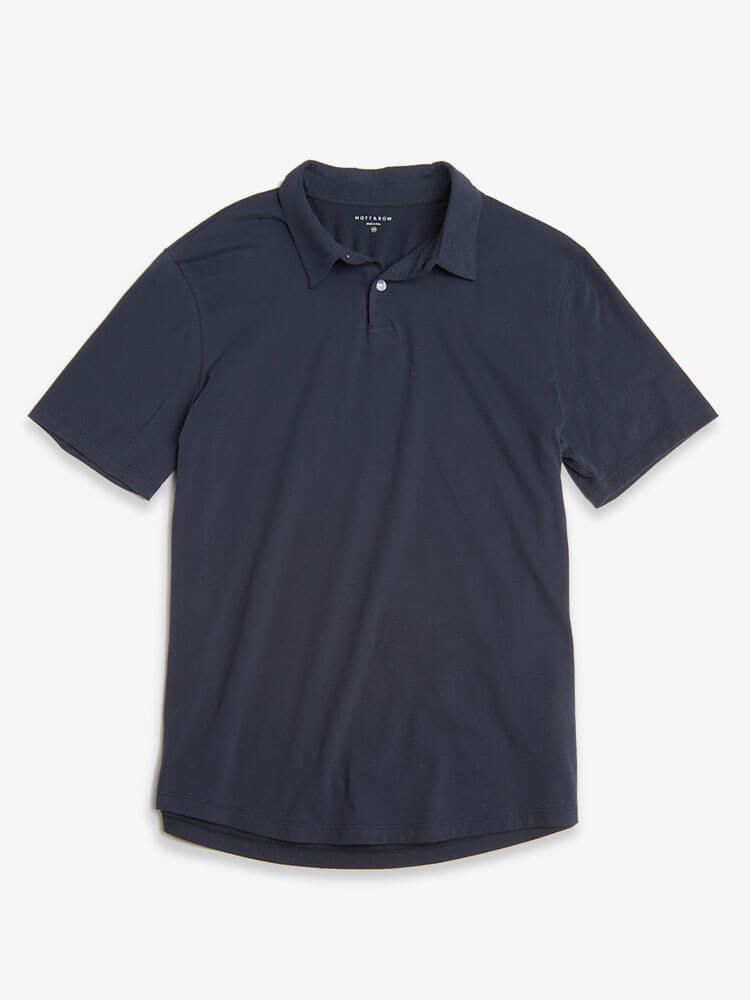 Men wearing Navy Jersey Sueded Polo