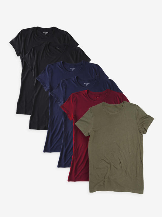 Fitted Crew Marcy 6-Pack Black/Navy/Crimson/Military Green bdl6_women_crew_tee tees