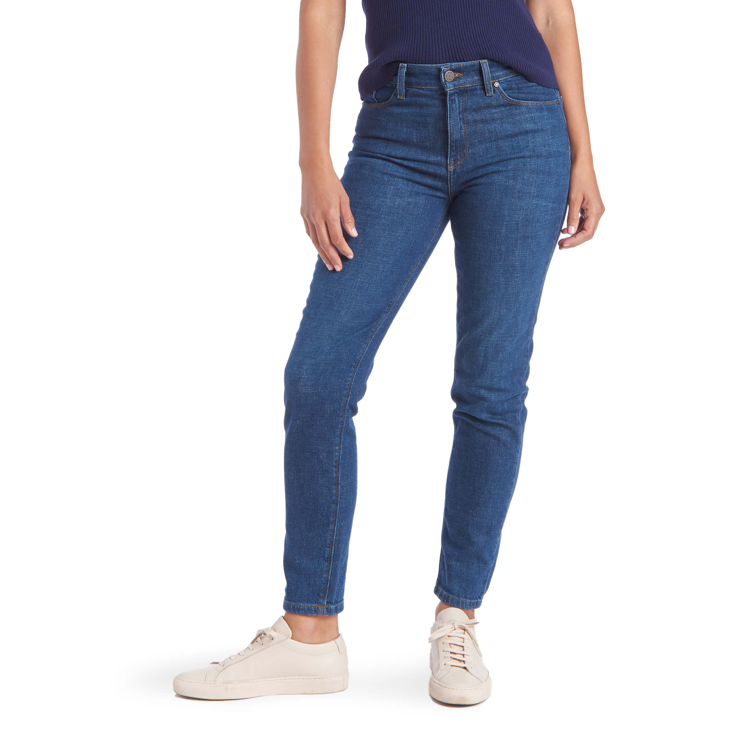 Women wearing Bleu  Médium/Foncé Mom Charlton Jeans