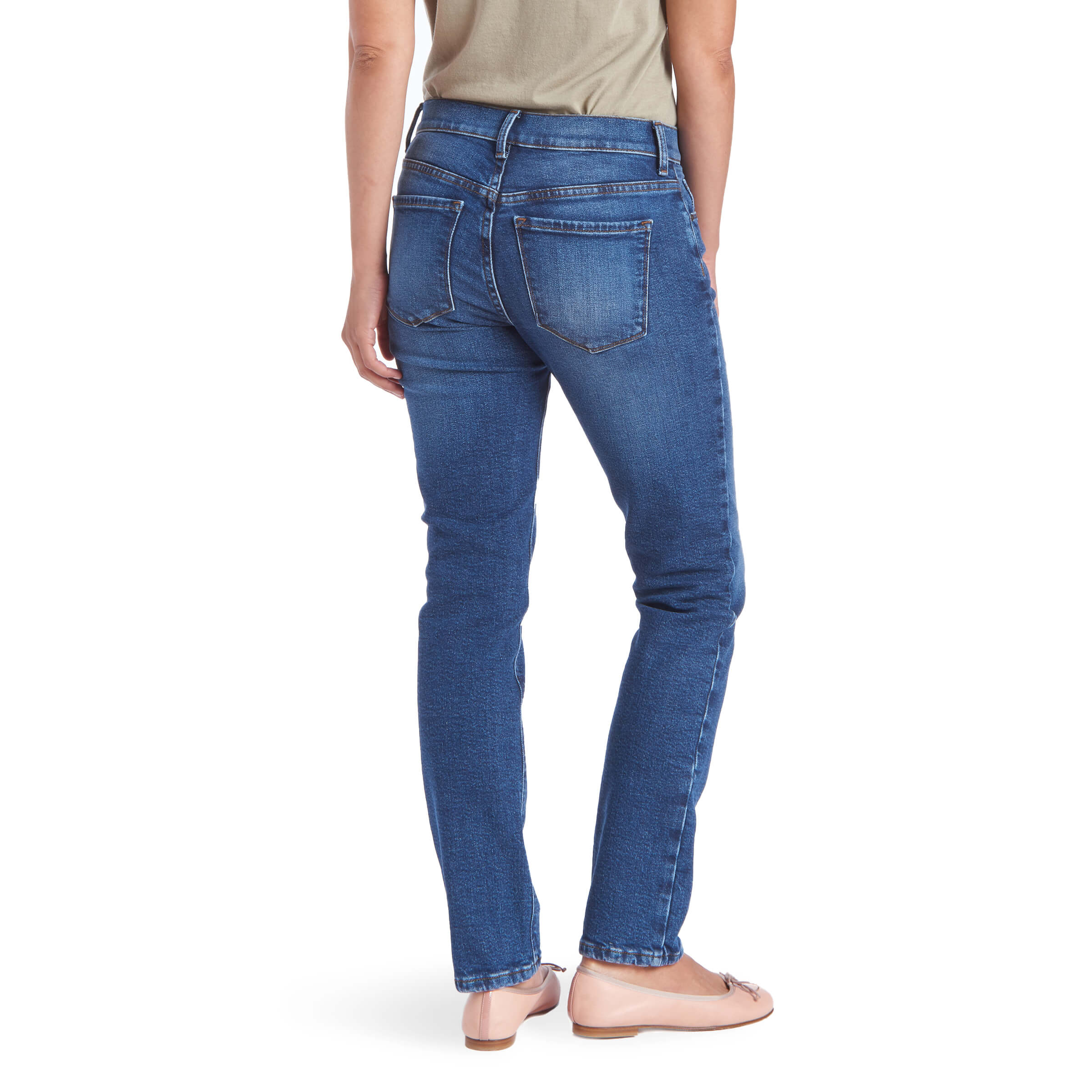 Women wearing Bleu Médium Slim Straight Grand Jeans