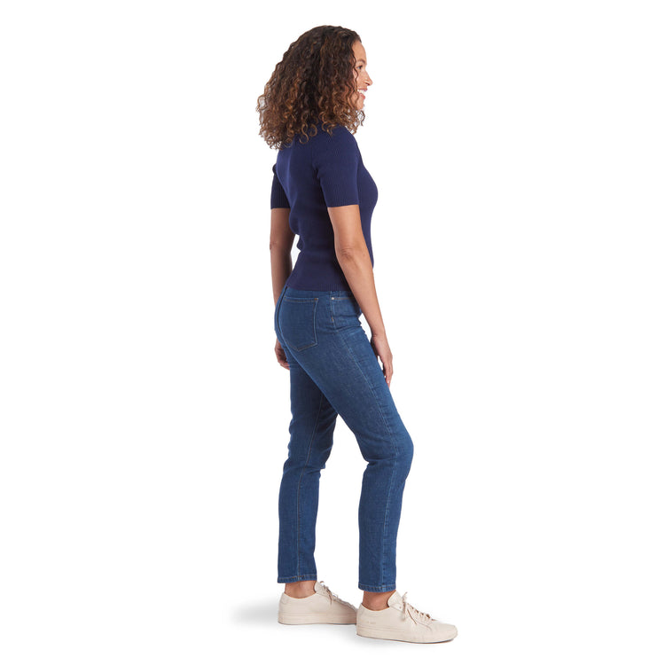 Women wearing Azul oscuro/medio Mom Charlton Jeans
