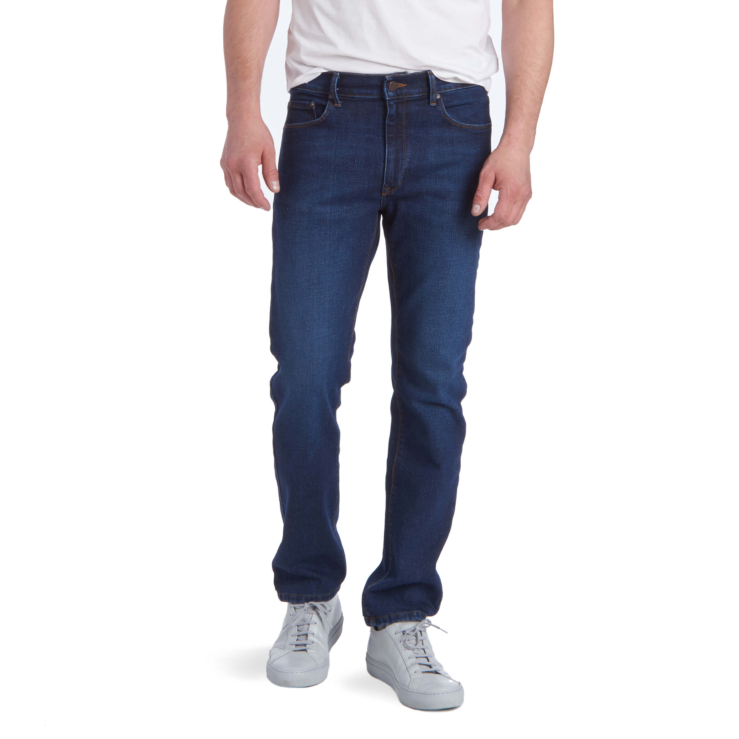 Men wearing Bleu  Médium/Foncé Slim Grand Jeans