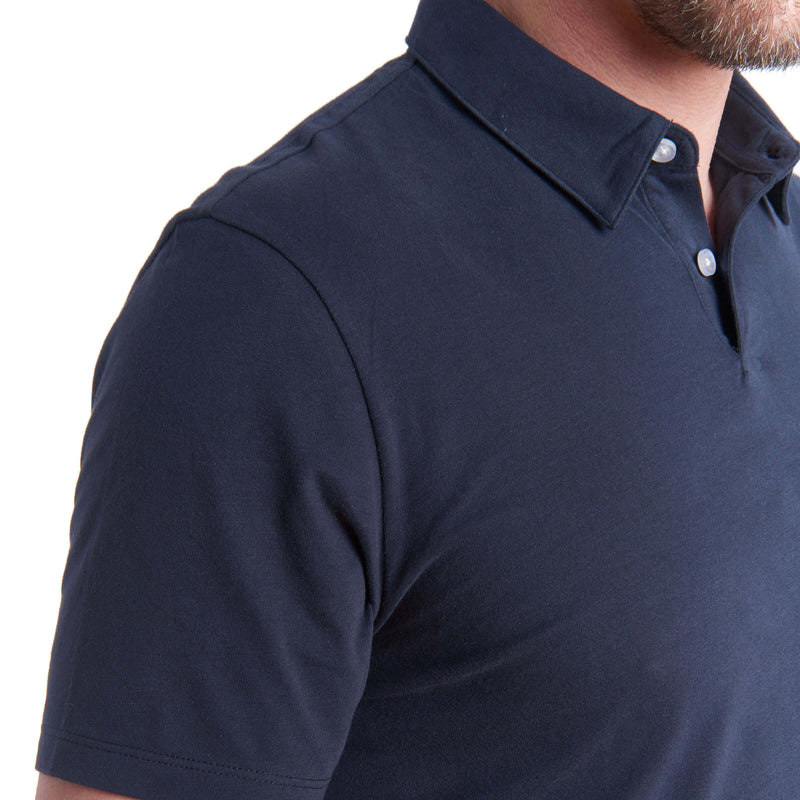 Men wearing Navy Jersey Sueded Polo