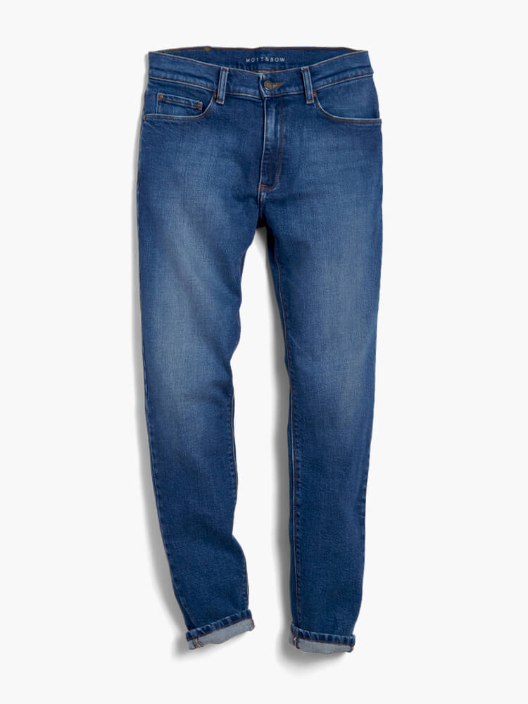 Men wearing Bleu Médium Slim Hubert Jeans