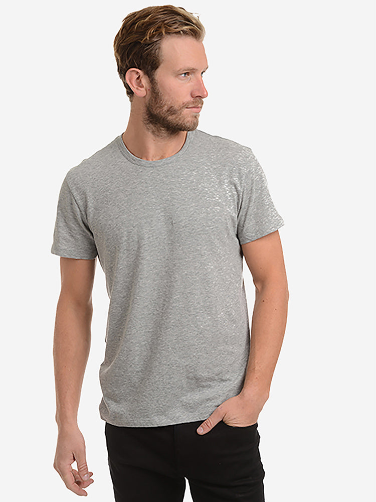  wearing Baltic Blue Classic Crew Driggs Tee - Pre Order