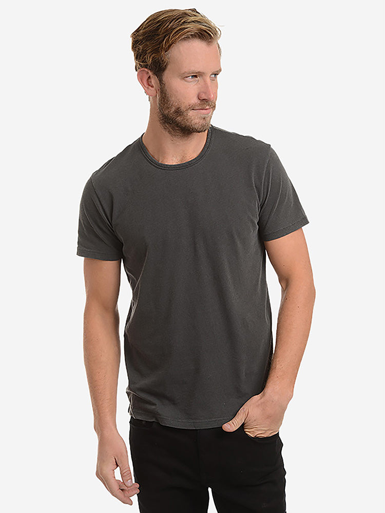  wearing Baltic Blue Classic Crew Driggs Tee - Pre Order