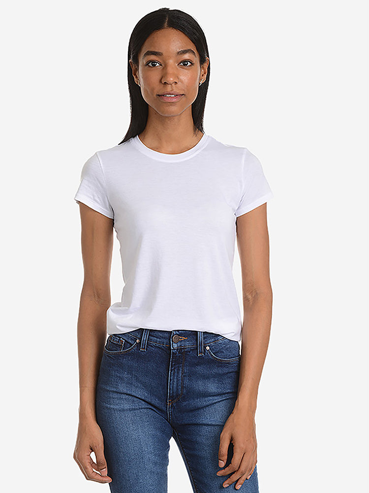 Women wearing Blanco Fitted Crew Marcy Tee