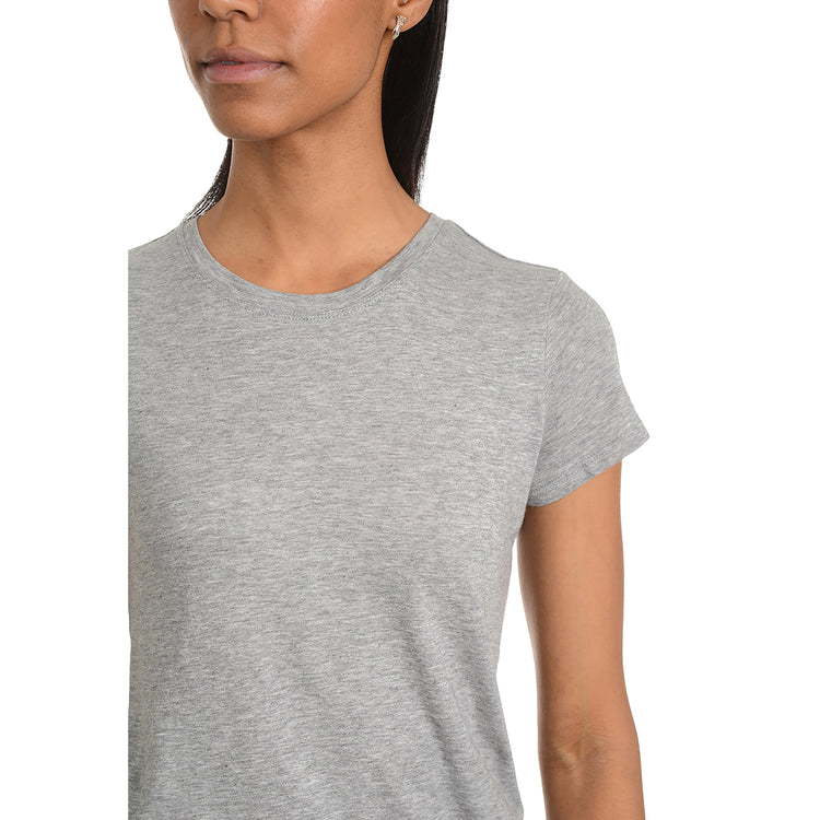 Women wearing Gris Chiné Fitted Crew Marcy Tee