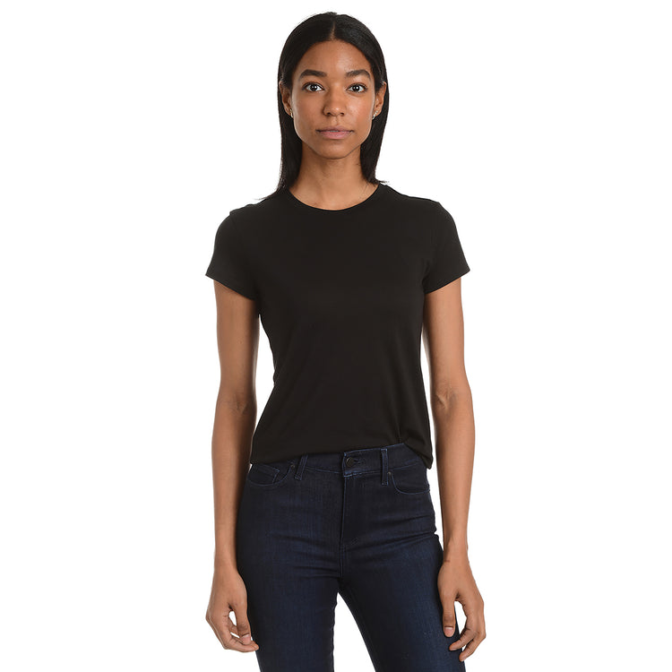 Women wearing Black Fitted Crew Marcy Tee