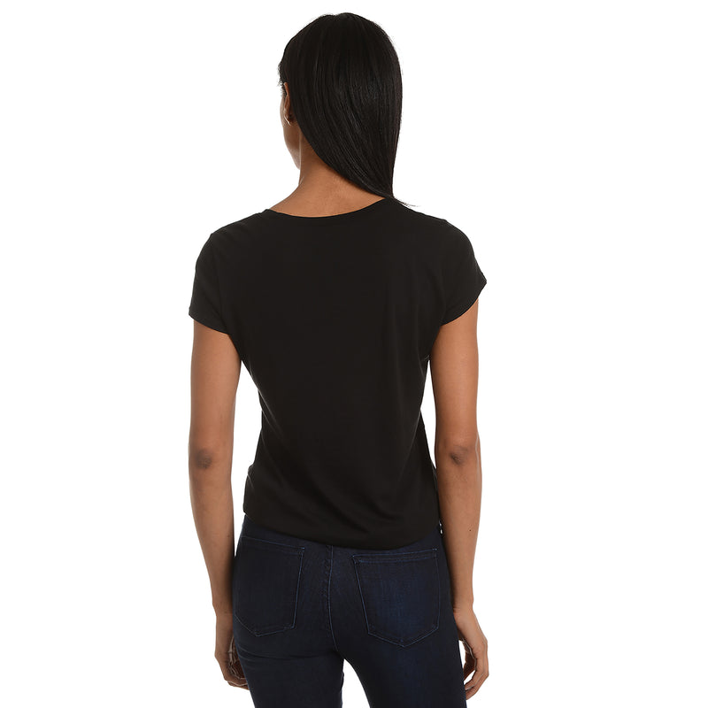 Women wearing Negro Fitted V-Neck Marcy Tee