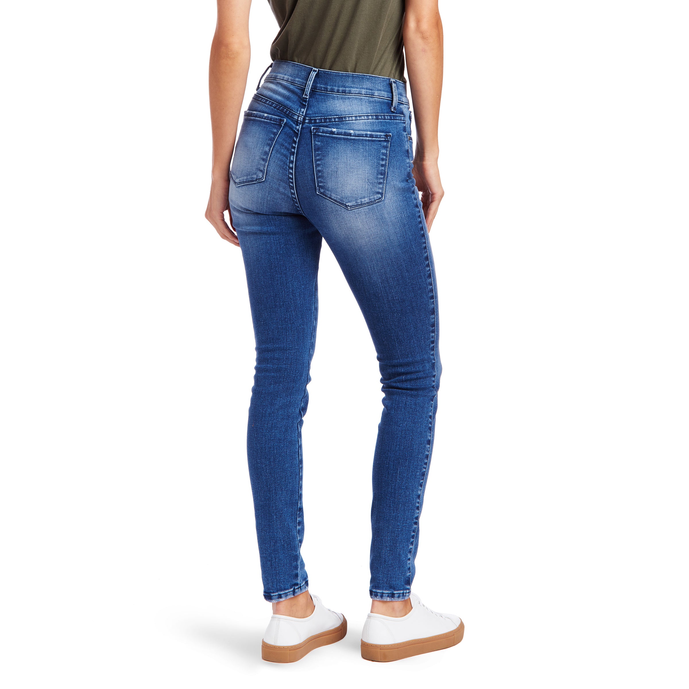 Women wearing Bleu Médium High Rise Skinny Moore Jeans