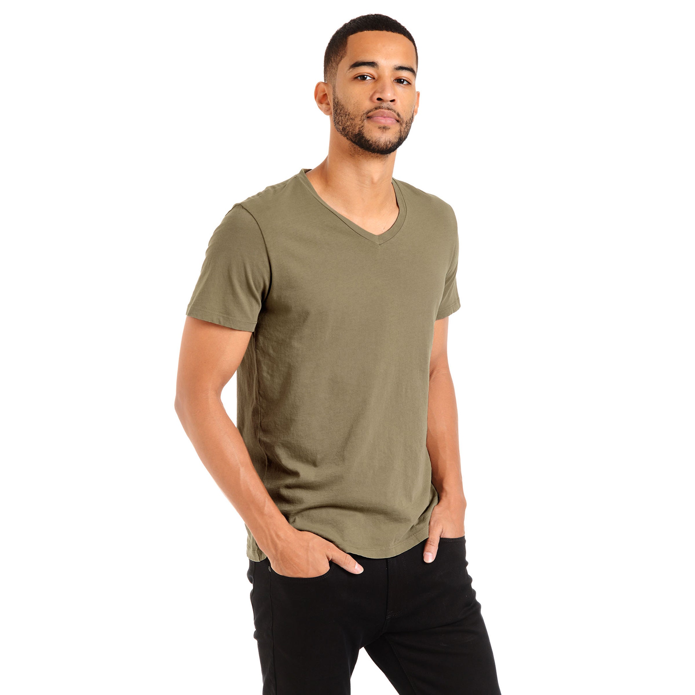 Men wearing Army Green Classic V-Neck Driggs