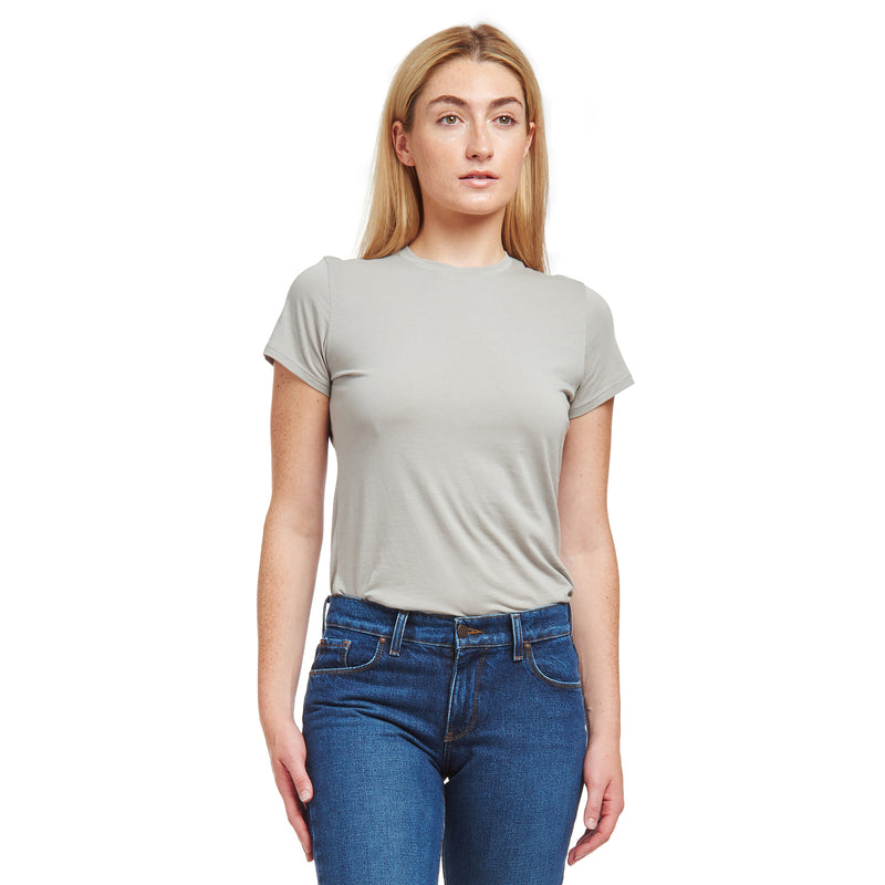 Women wearing Gris Clair Fitted Crew Marcy Tee