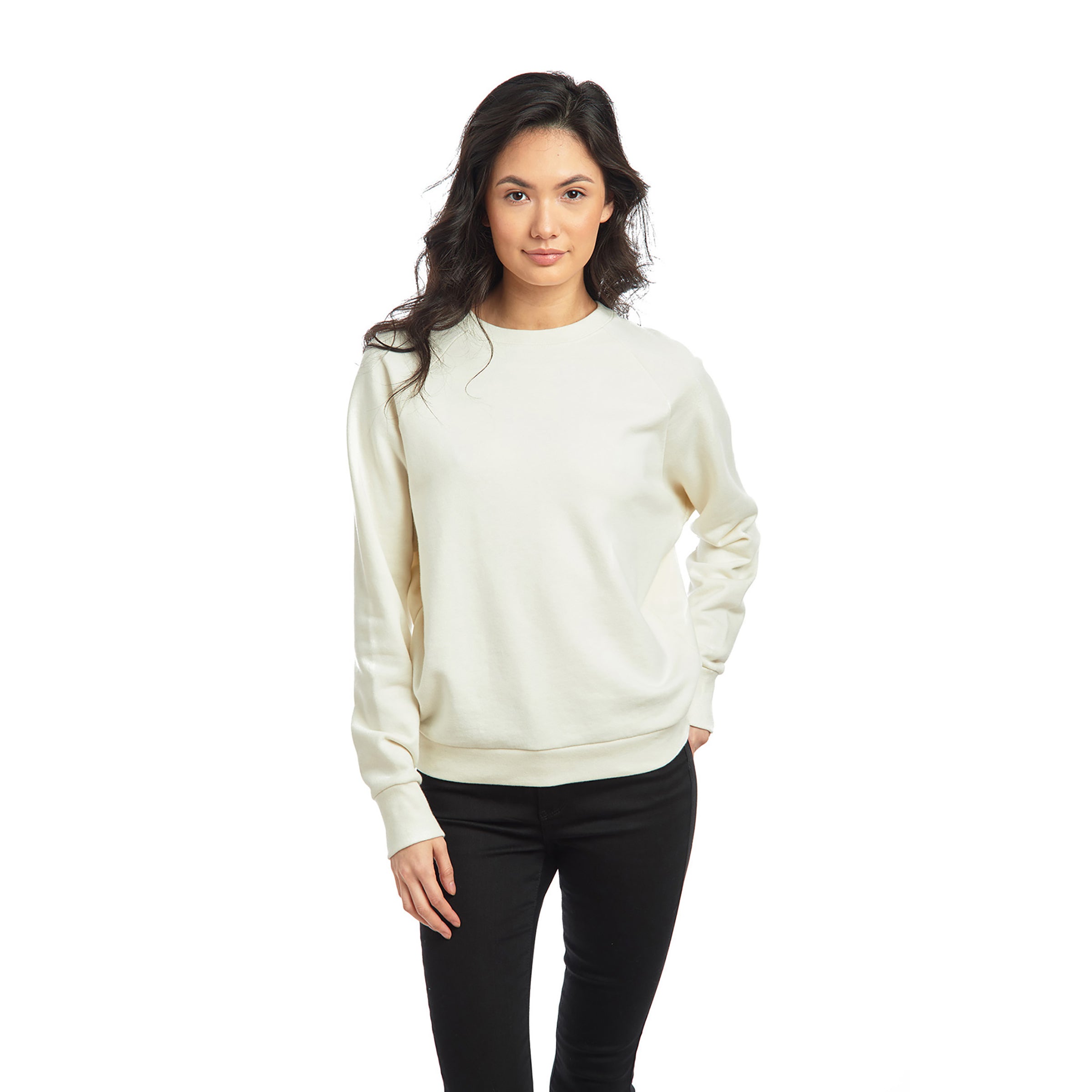 Women wearing Vintage White The French Terry Sweatshirt Surf