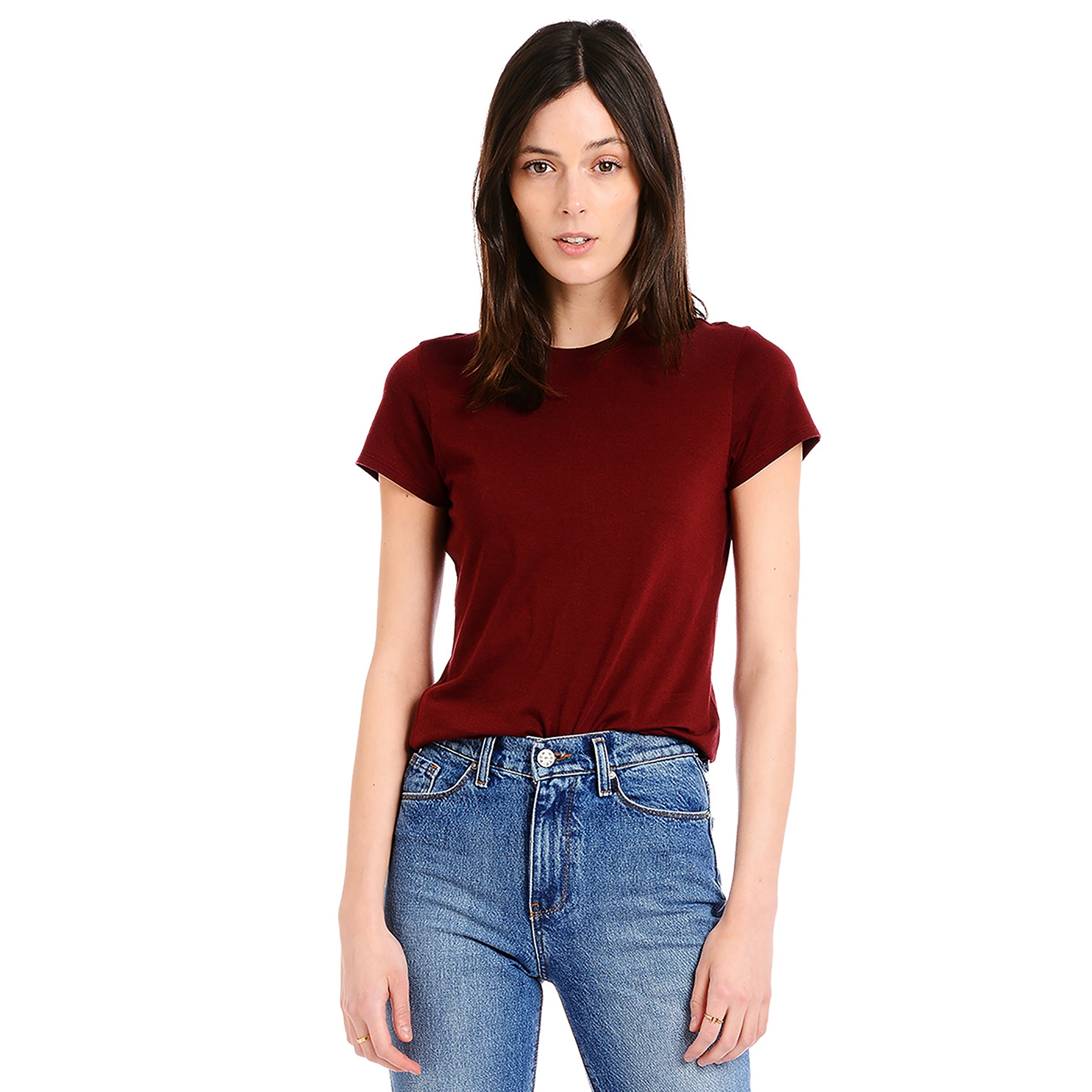 Women wearing Cramoisi Fitted Crew Marcy Tee