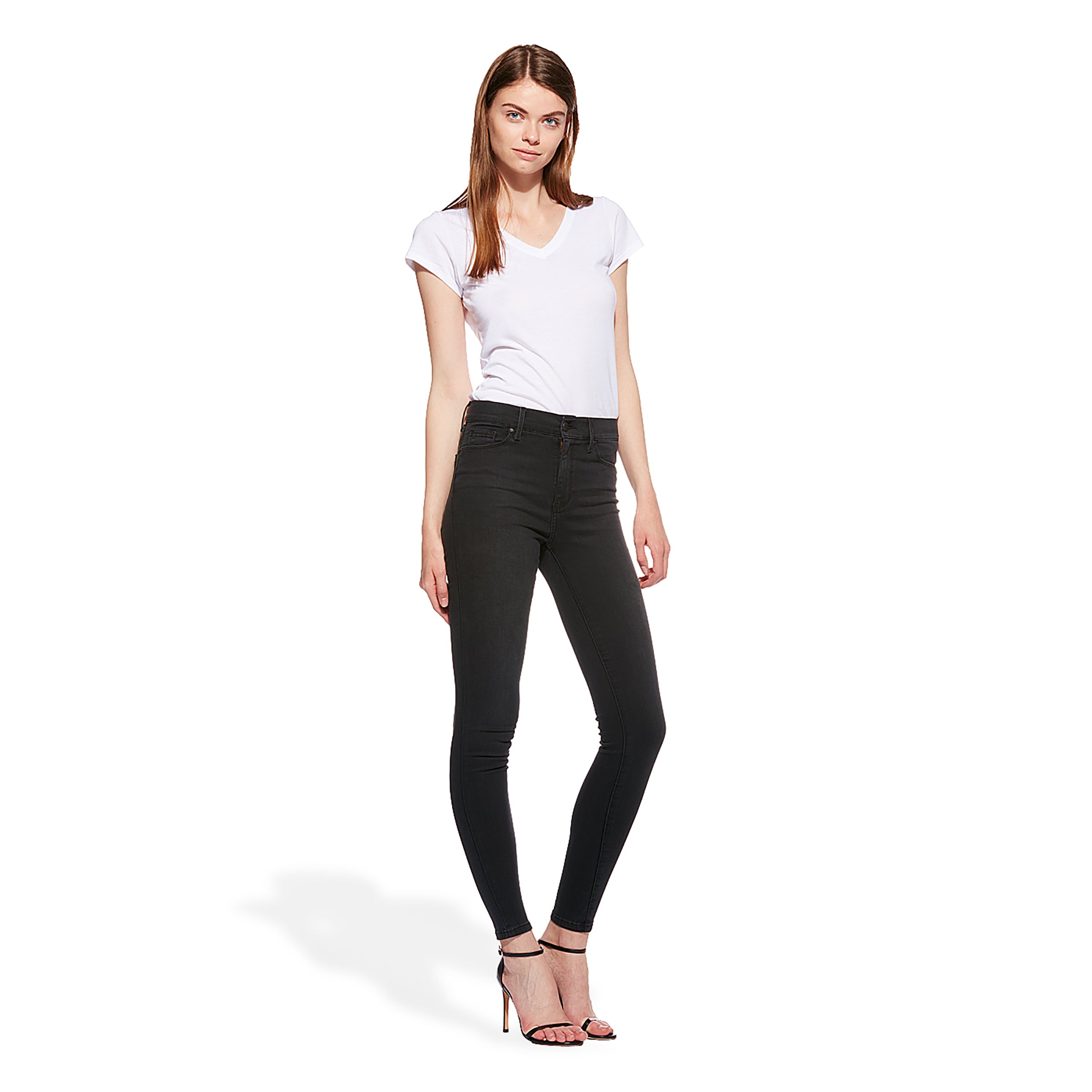 Women wearing Gris oscuro High Rise Skinny Orchard Jeans