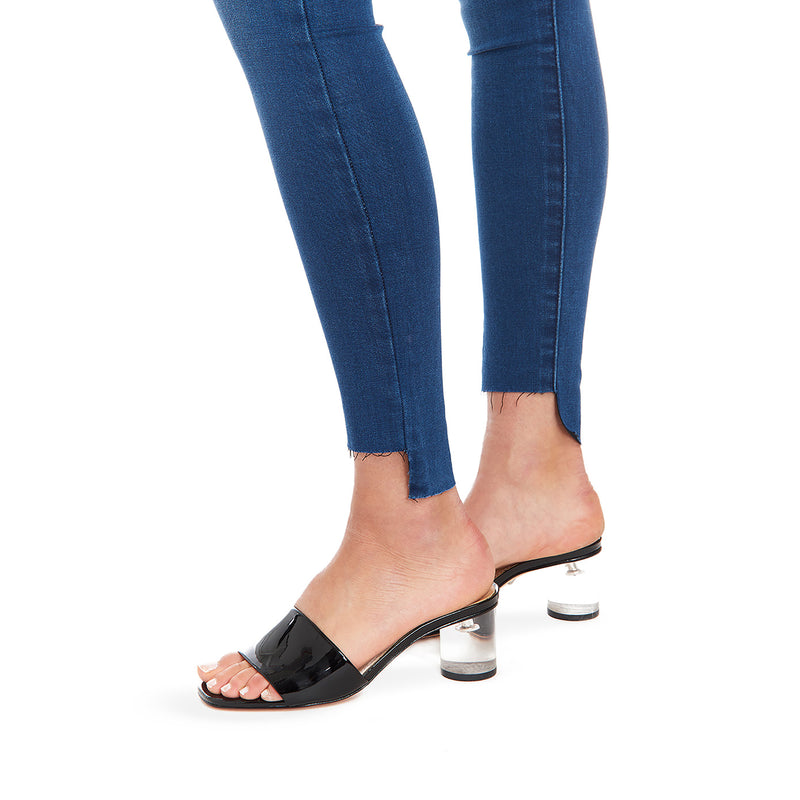 Women wearing Medium Blue w/ Uneven Hem High Rise Skinny Ann Jeans