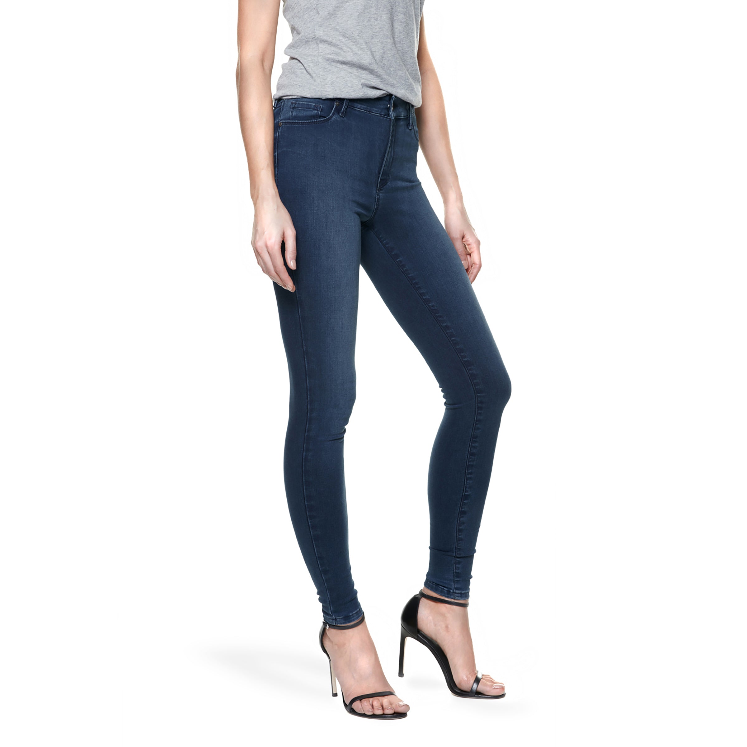 Women wearing Bleu Médium High Rise Skinny Ann Jeans