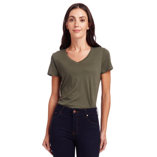 Fitted V-Neck Marcy Tee Vert Militaire V-Neck tees