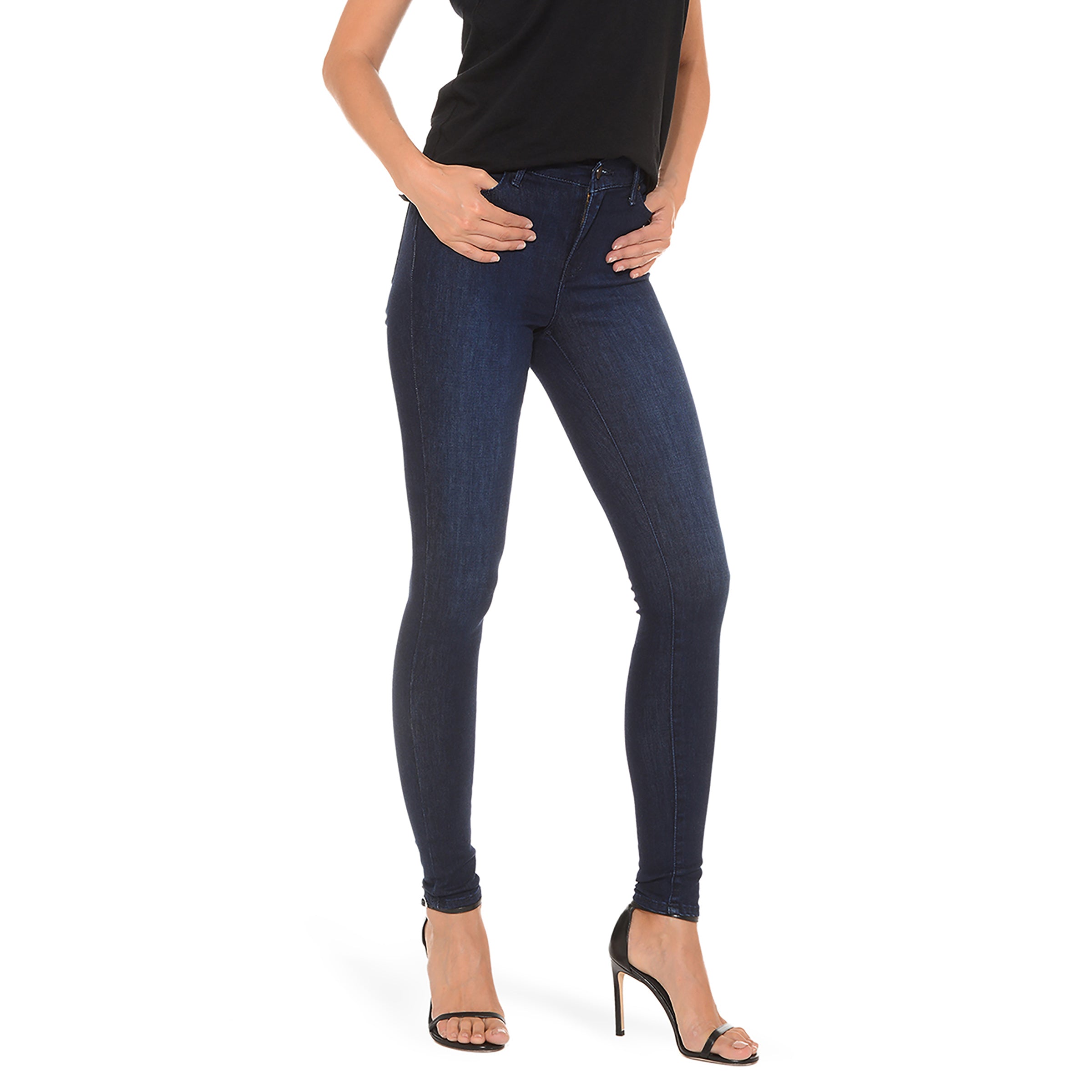 Women wearing Bleu  Médium/Foncé High Rise Skinny Grove Jeans