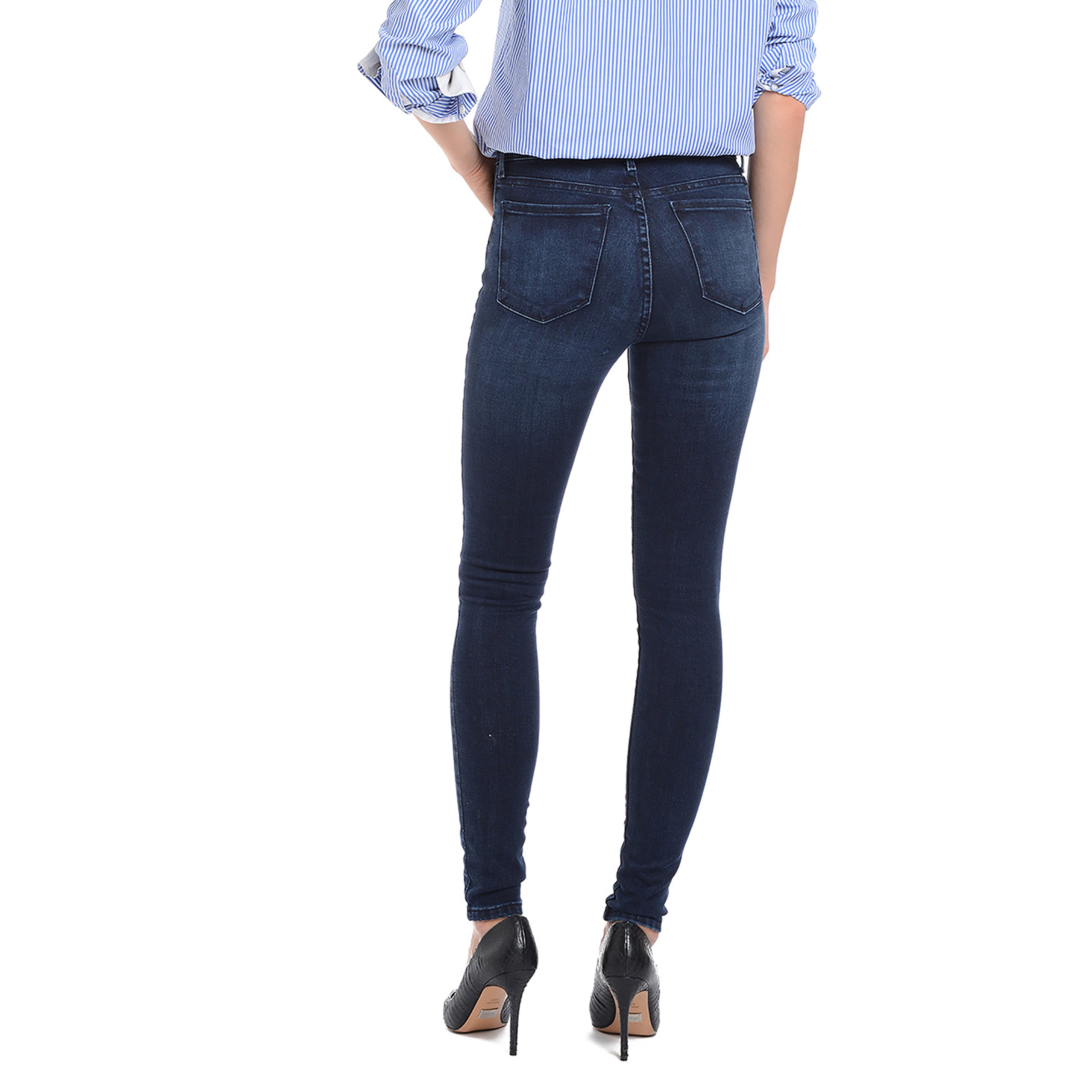 Women wearing Azul oscuro/medio High Rise Skinny Moore Jeans