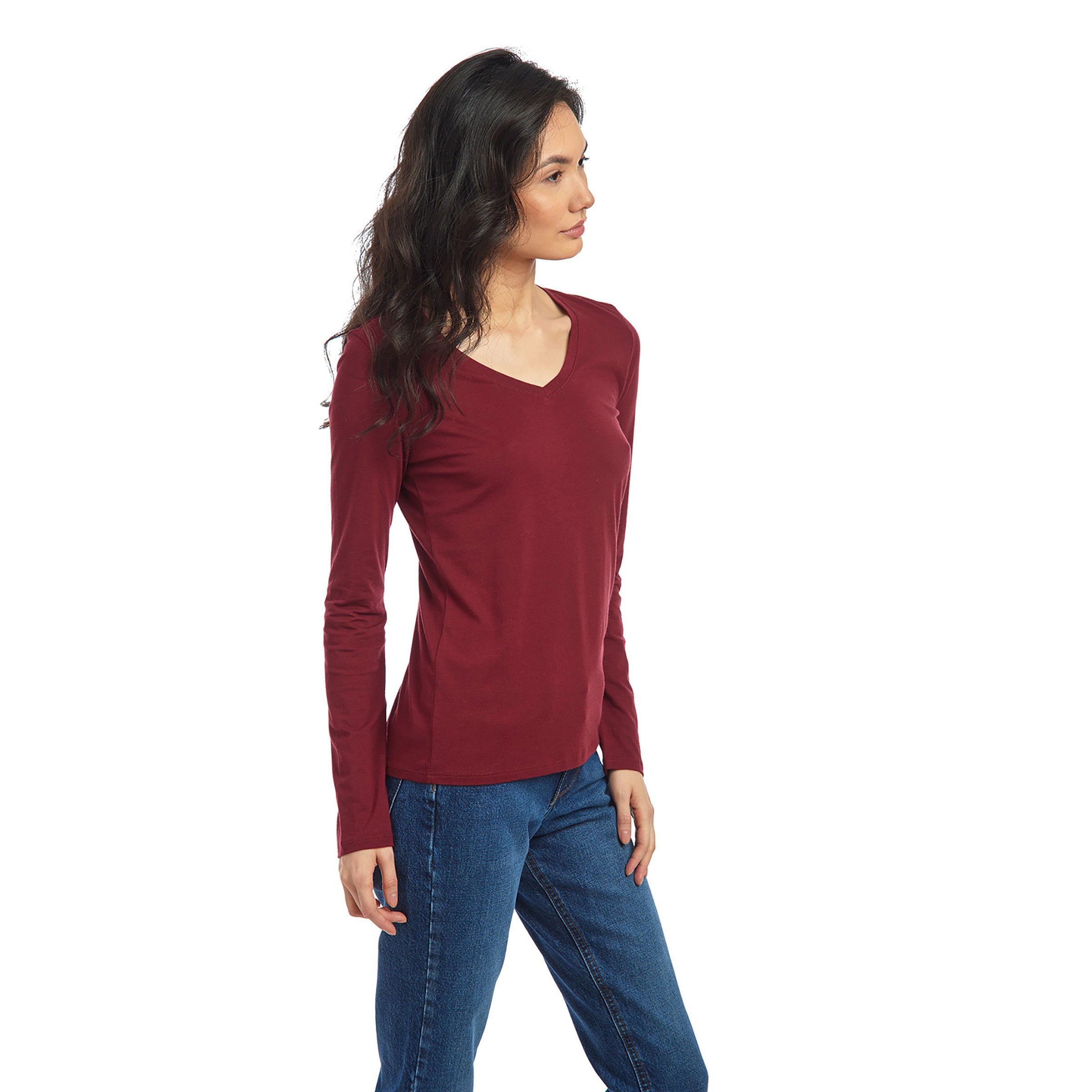 Women's Long Sleeve V-Neck Tee Marcy - Mott & Bow