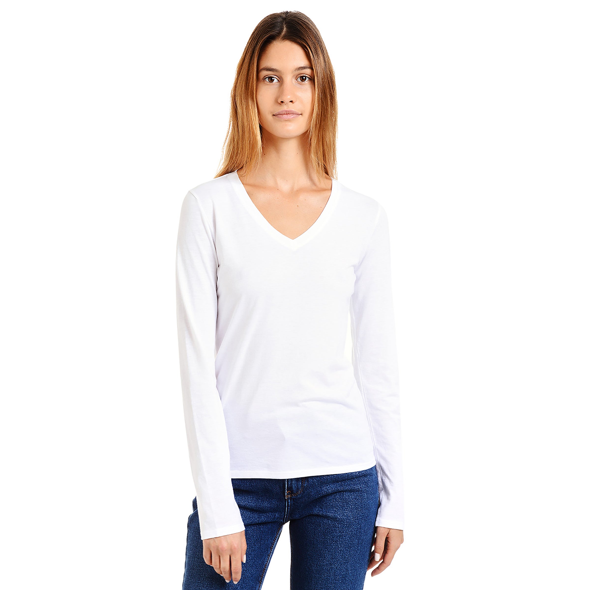 Women's Long Sleeve V-Neck Tee Marcy - Mott & Bow