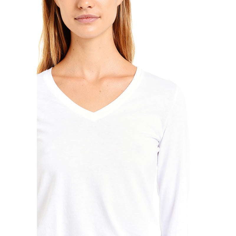 Women wearing Blanco Long Sleeve V-Neck Tee Marcy