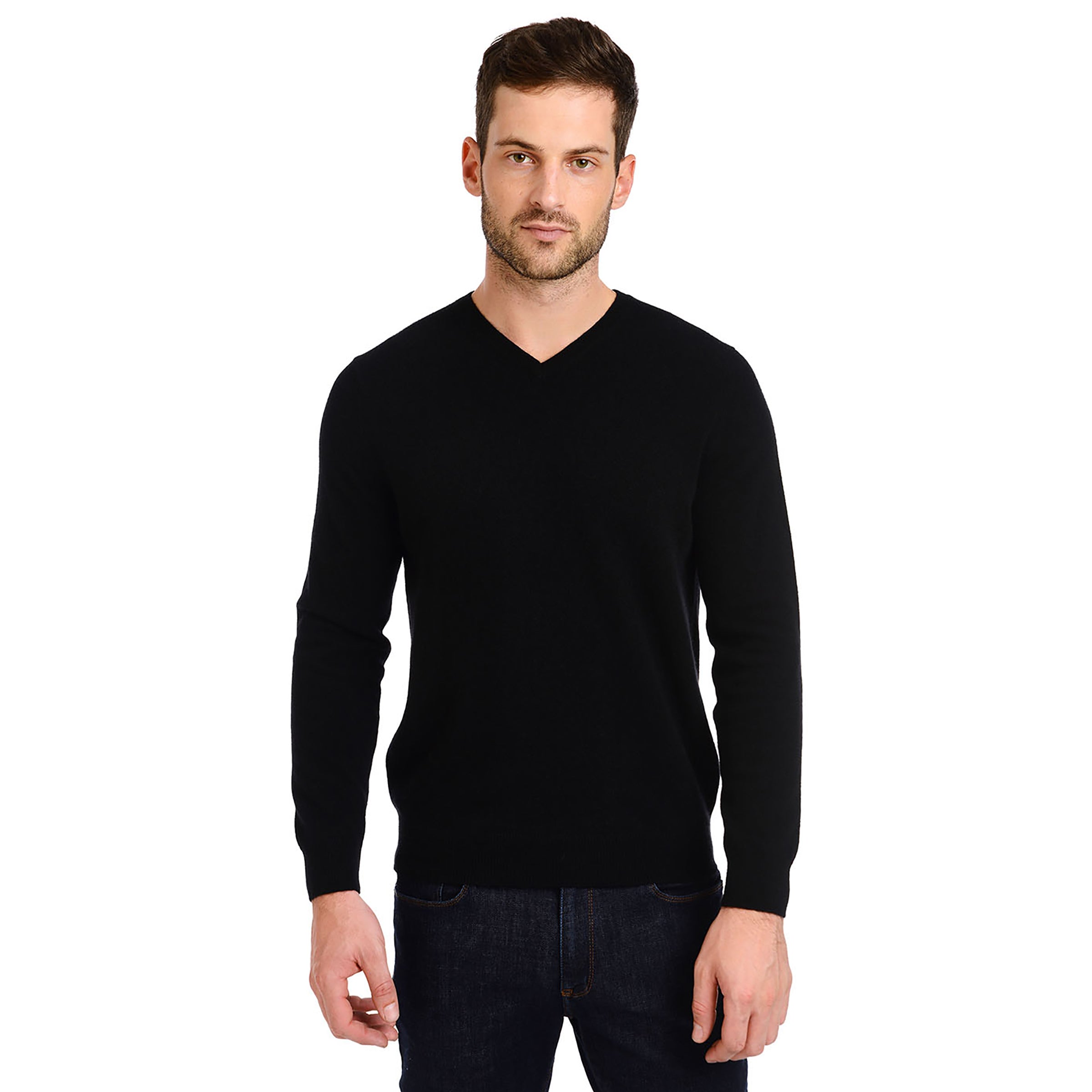 Men's Classic Cashmere V-Neck Bergen Sweater Mott Bow