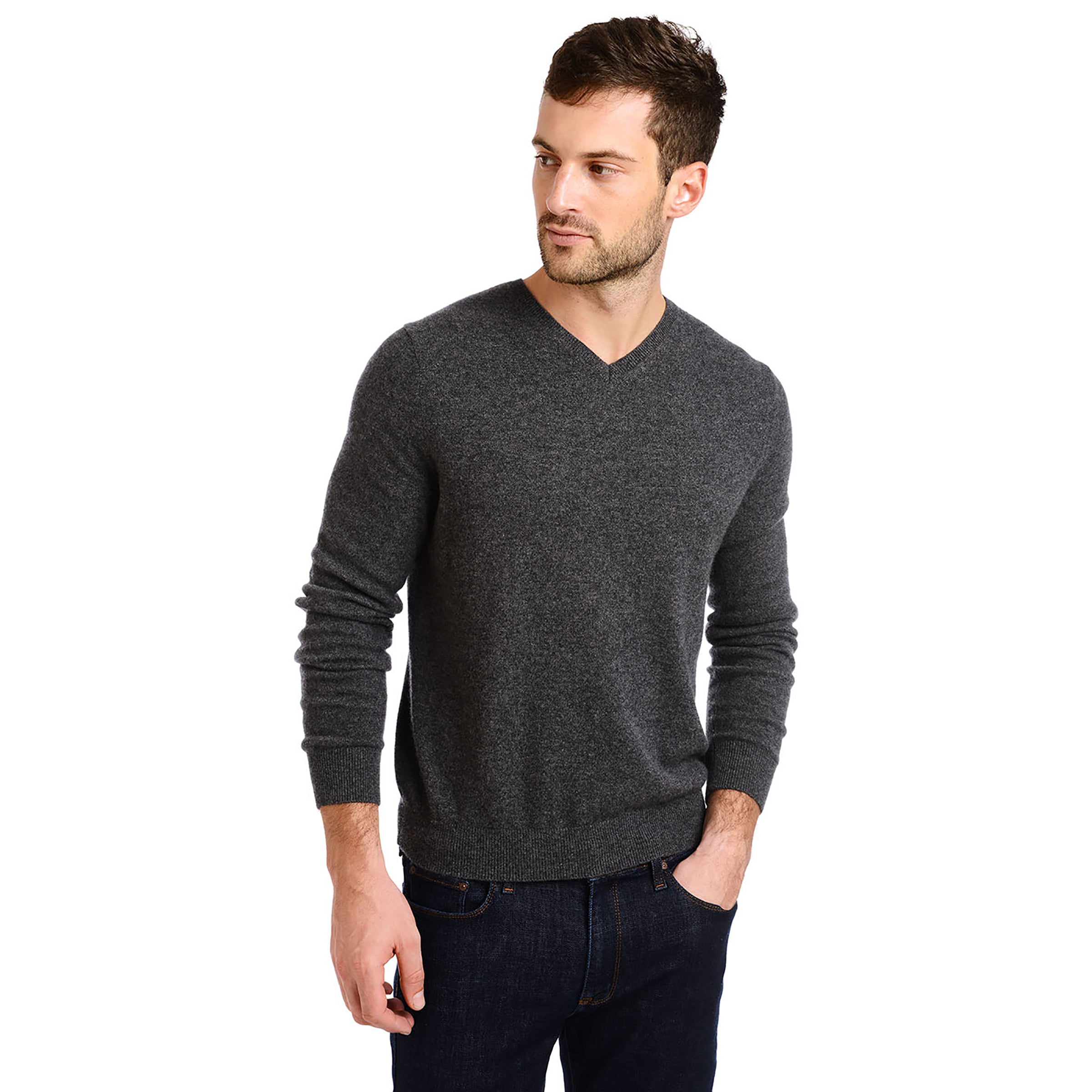 Men's Classic Cashmere V-Neck Bergen Sweater Mott Bow