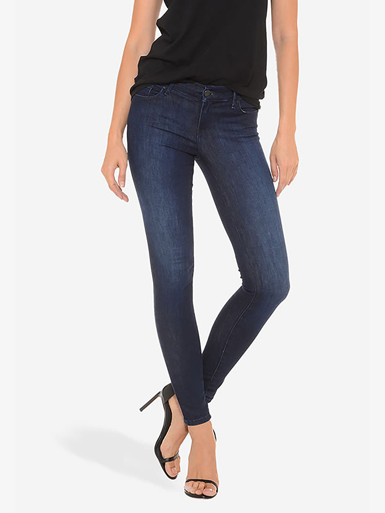 Women wearing Medium/Dark Blue Mid Rise Skinny Grove Jeans