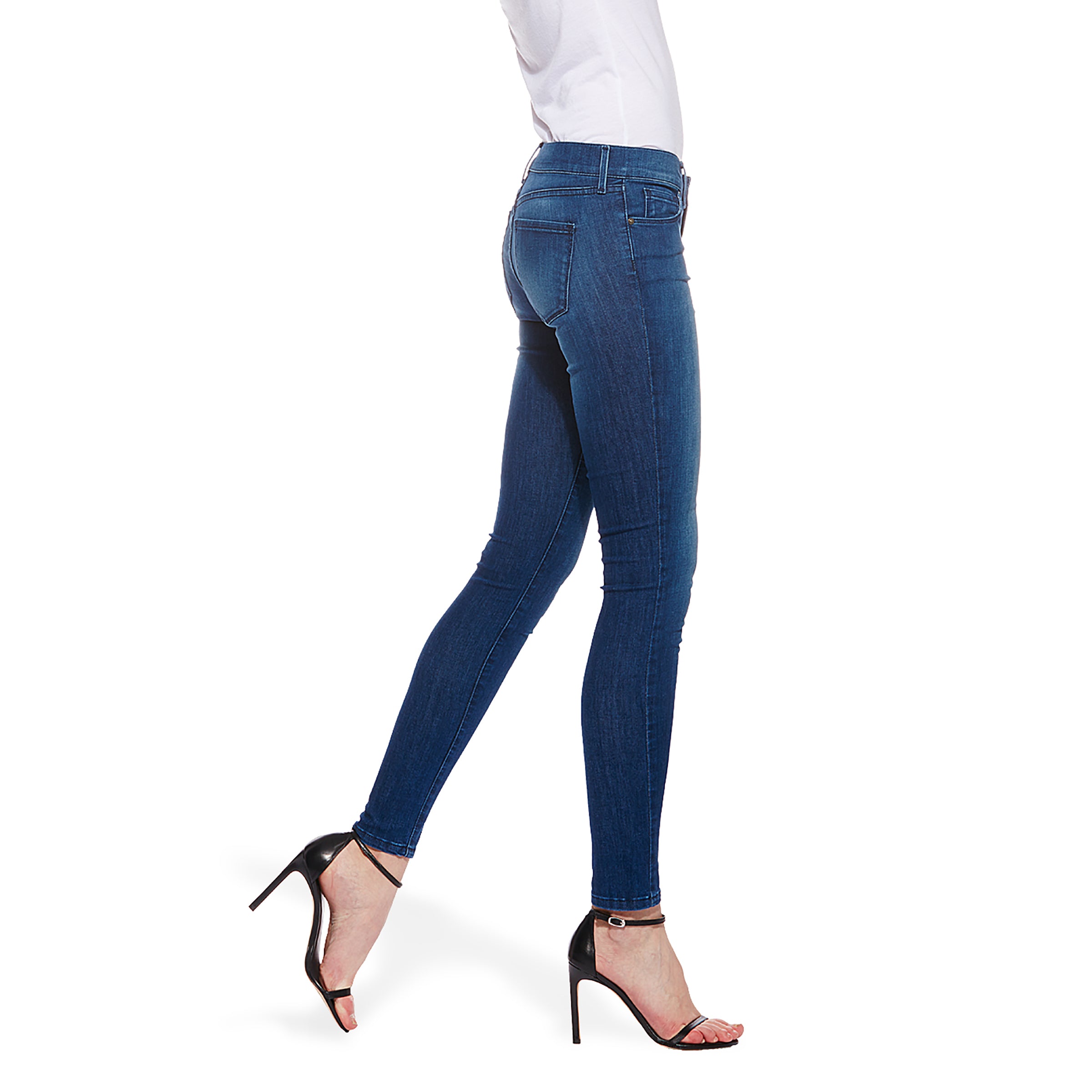 Women wearing Medium Blue Mid Rise Skinny Carmine Jeans