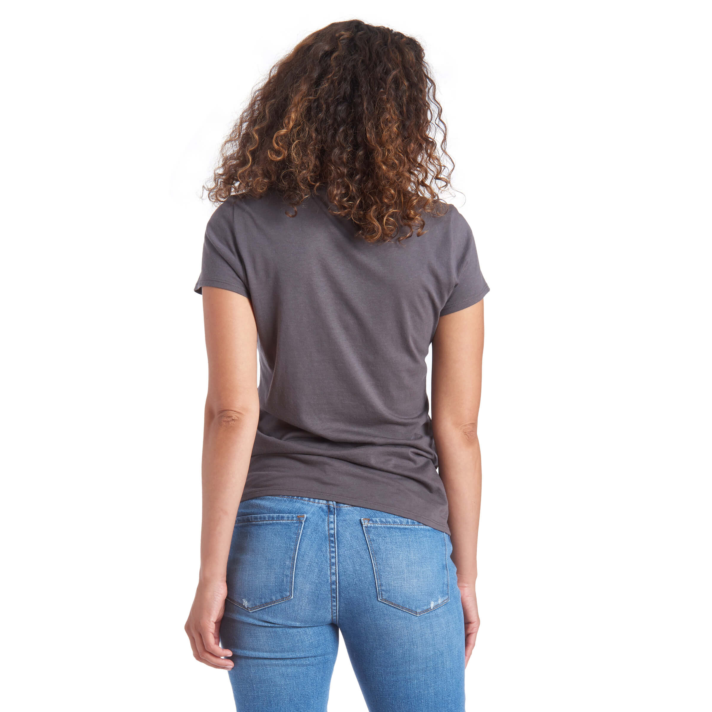 Women wearing Gris Nuit Fitted V-Neck Marcy Tee