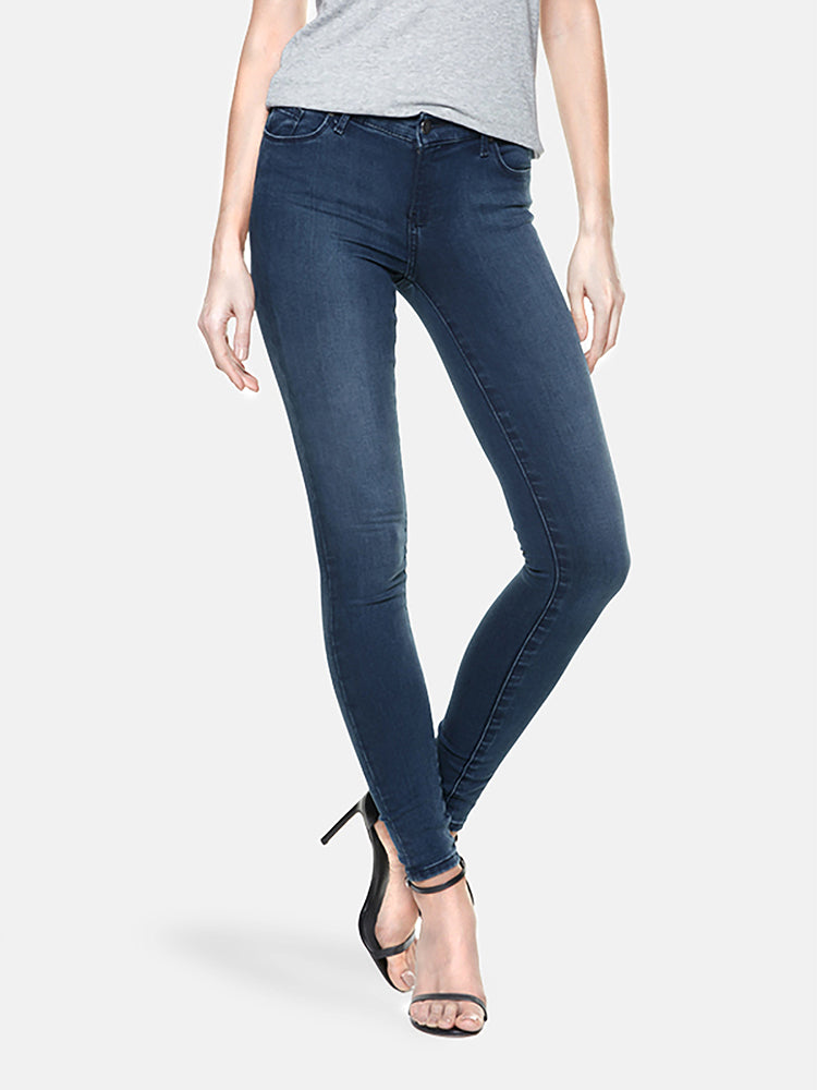 Women wearing Medium Blue Mid Rise Skinny Ann Jeans