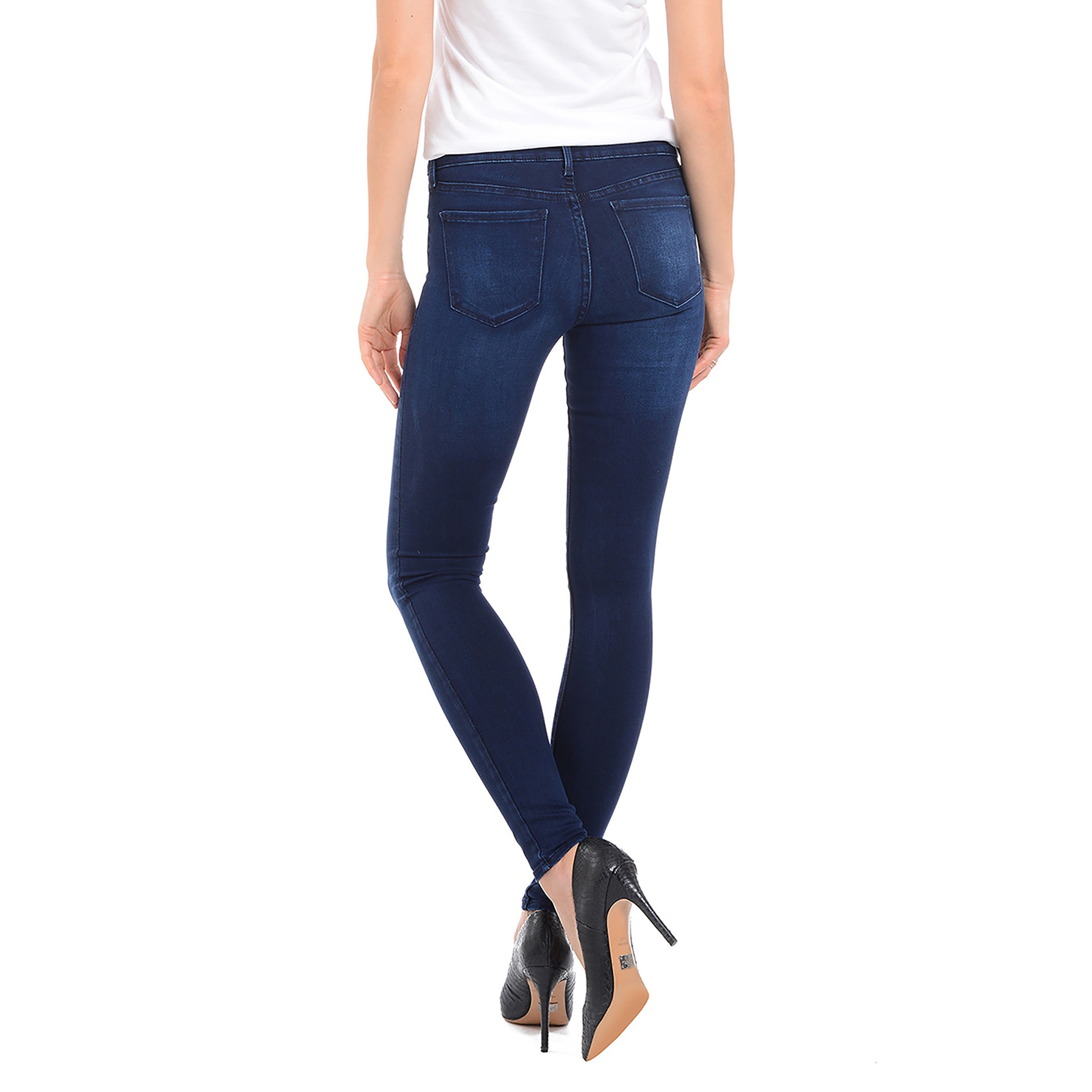 Women wearing Azul oscuro/medio Mid Rise Skinny Ann Jeans