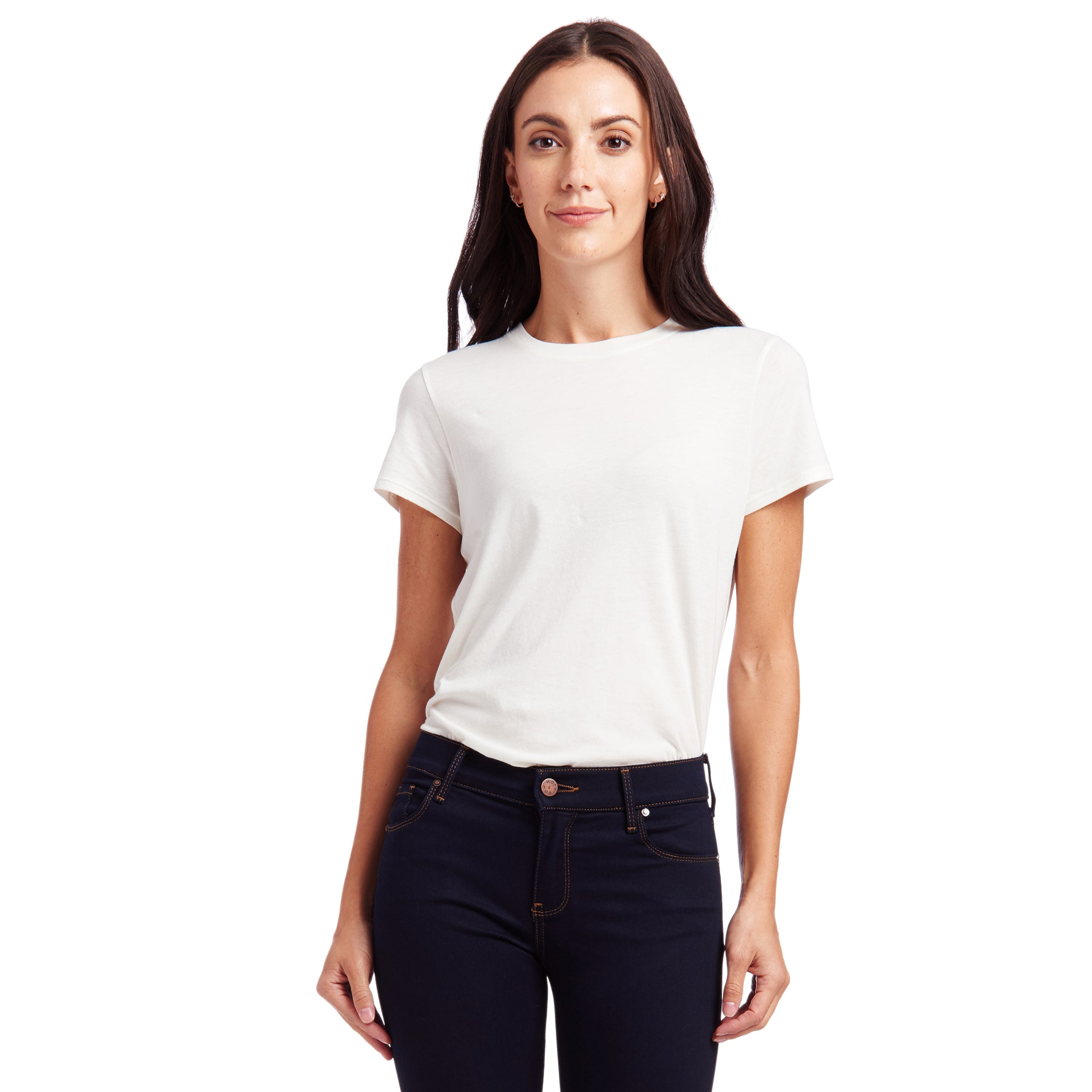 Women wearing Blanc vintage Fitted Crew Marcy Tee