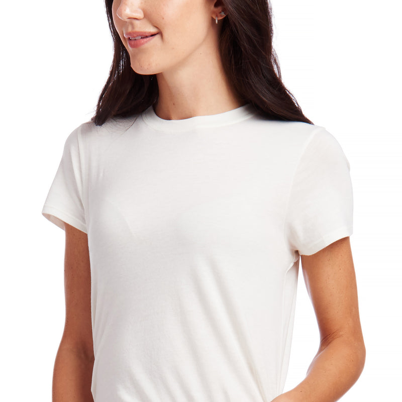 Women wearing Vintage White Fitted Crew Marcy Tee
