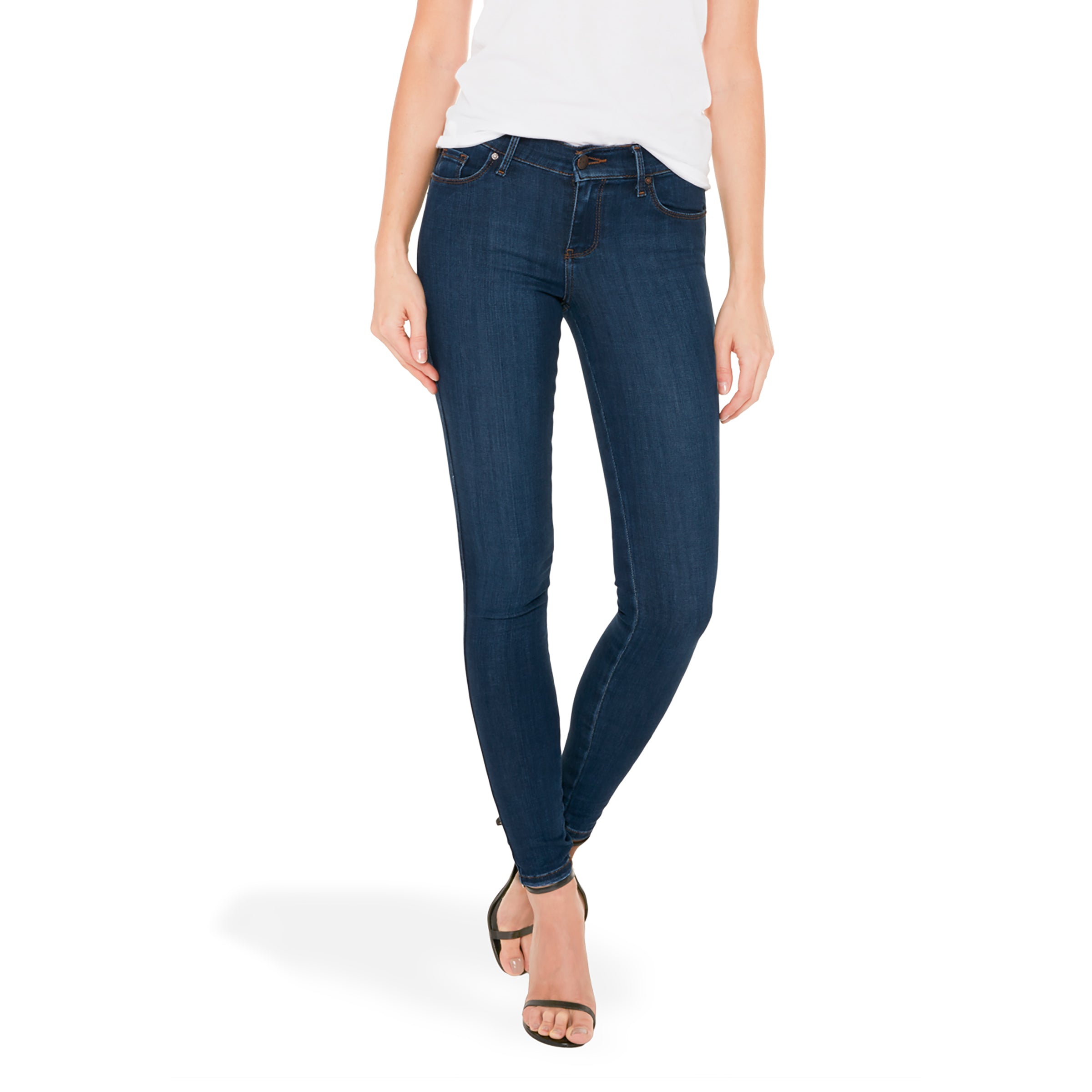 Women wearing Medium Blue Mid Rise Skinny Jane Jeans