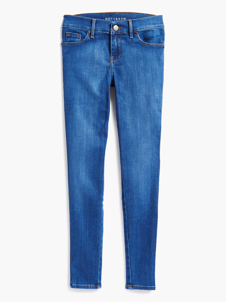 Women wearing Medium Blue Mid Rise Skinny Jane Jeans