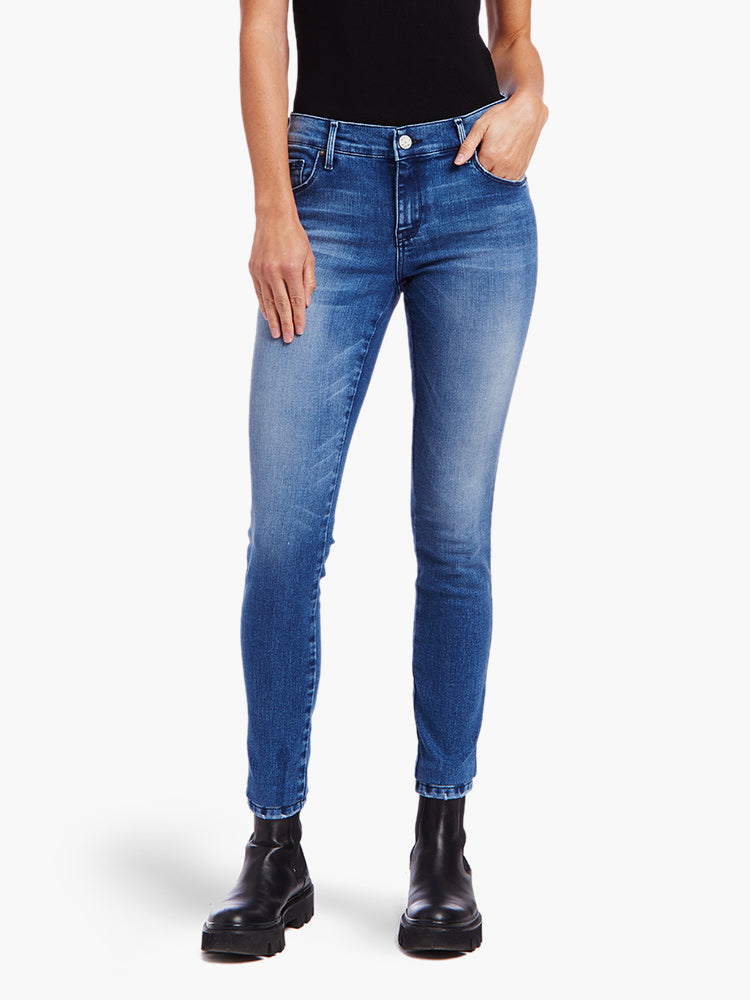 Women wearing Medium Blue Mid Rise Skinny Early Fall Favorites
