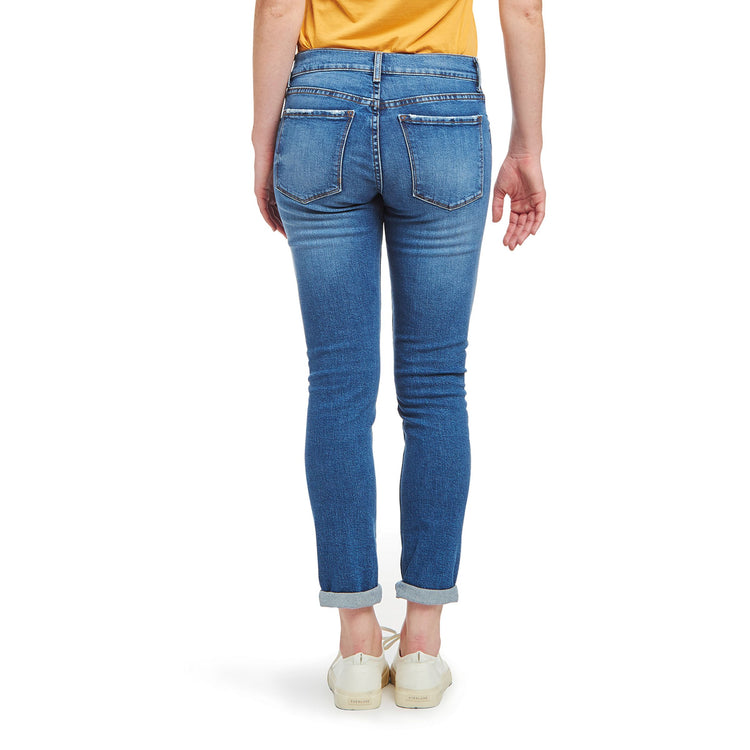 Women wearing Light/Medium Blue Slim Boyfriend Ridge Jeans