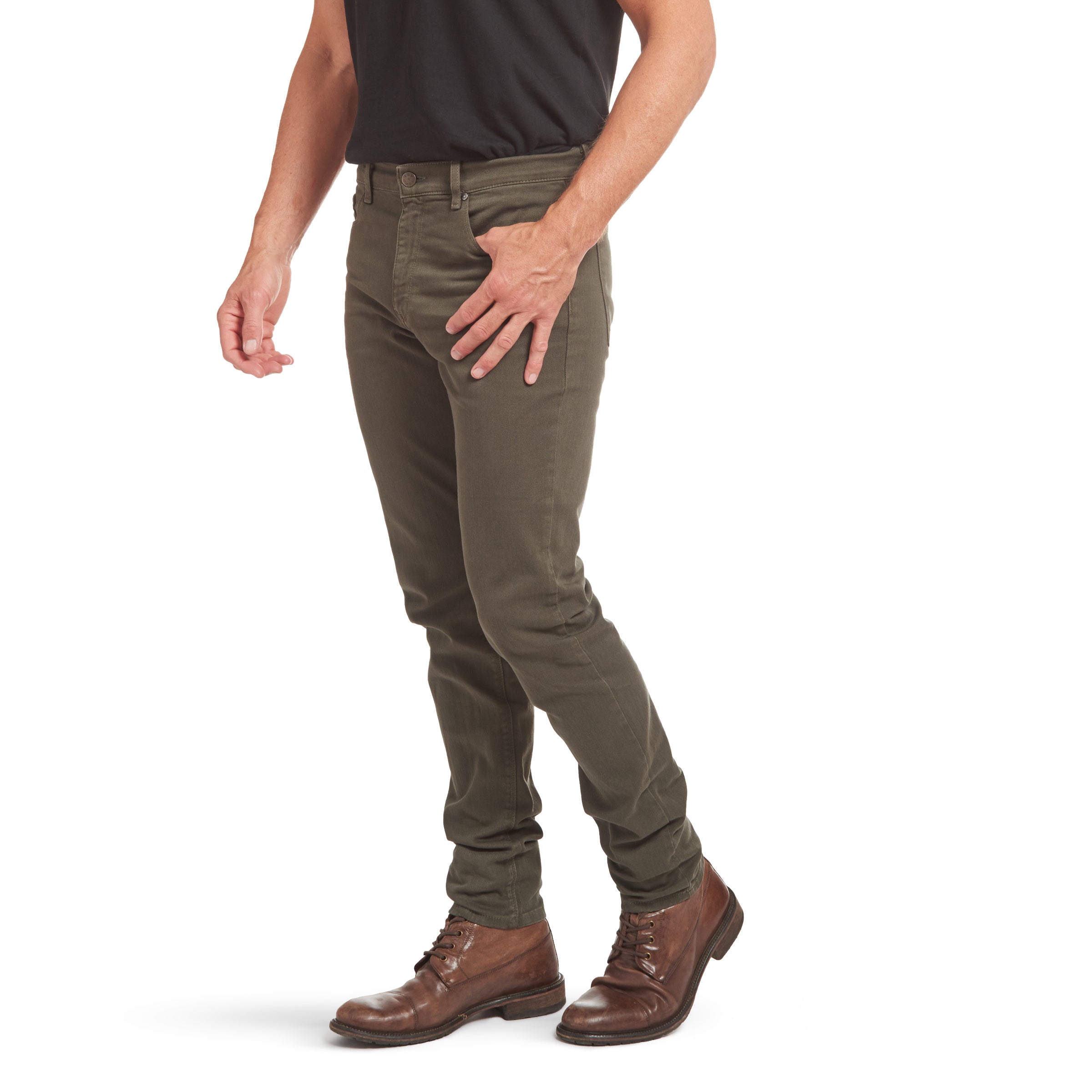 Men wearing Vert Militaire Skinny Mercer Jeans