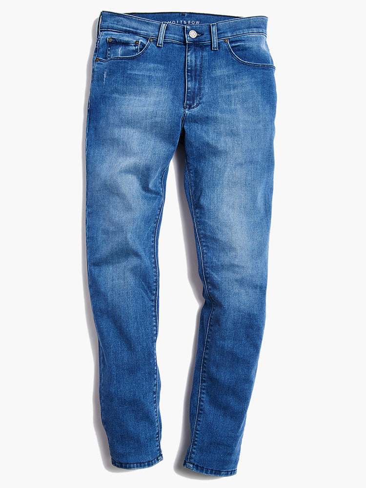 Men wearing Bleu Médium Skinny Staple Jeans