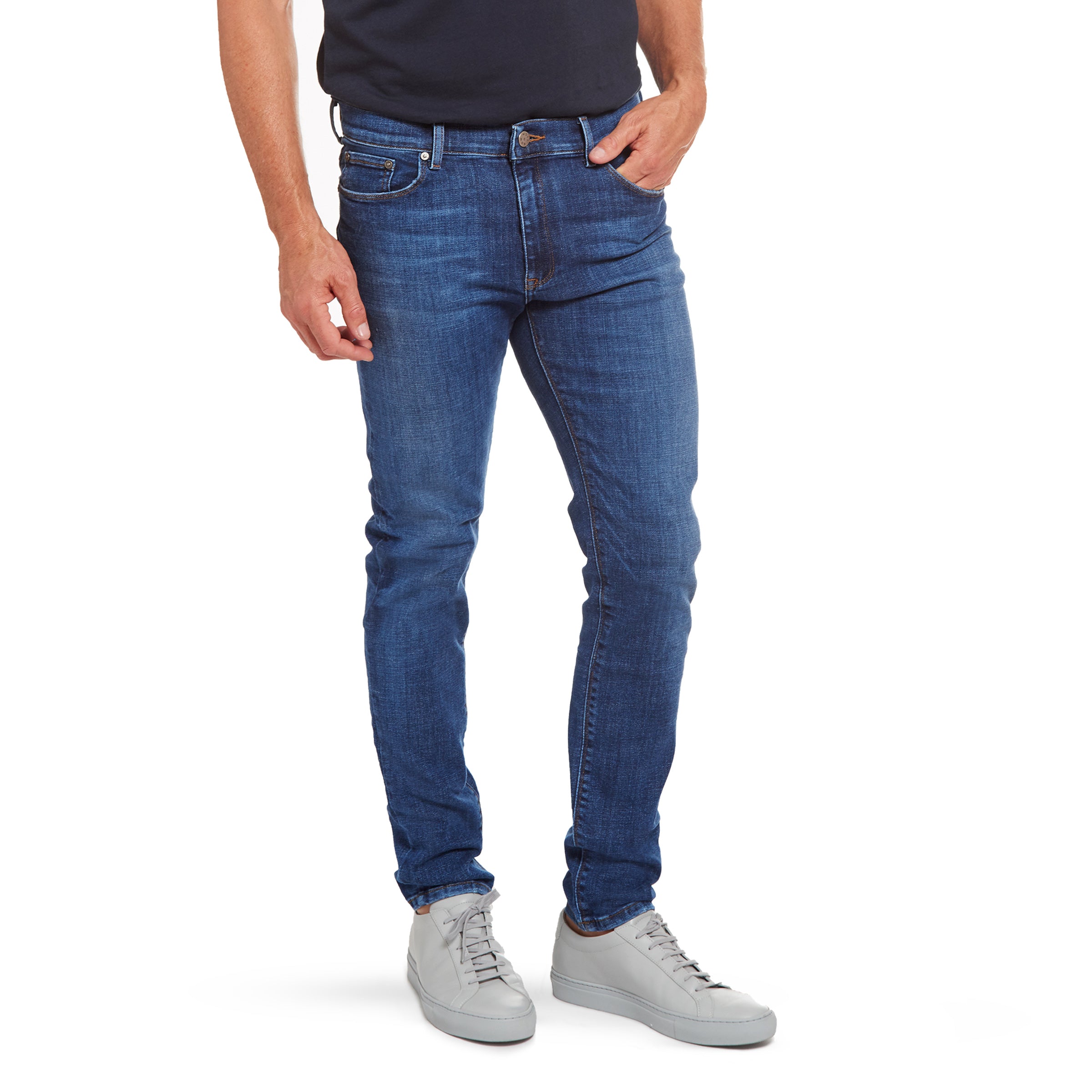 Men wearing Light/Medium Blue Skinny Wooster Jeans